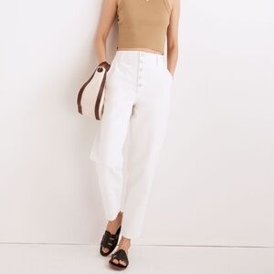 Madewell Tile White Button Front Balloon Jeans